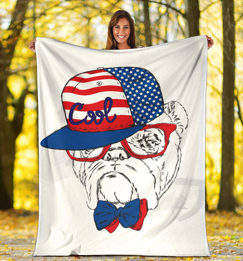 Stylish Snapback American Dog Premium Blanket - Top Content | POD Collection | Free Shipping