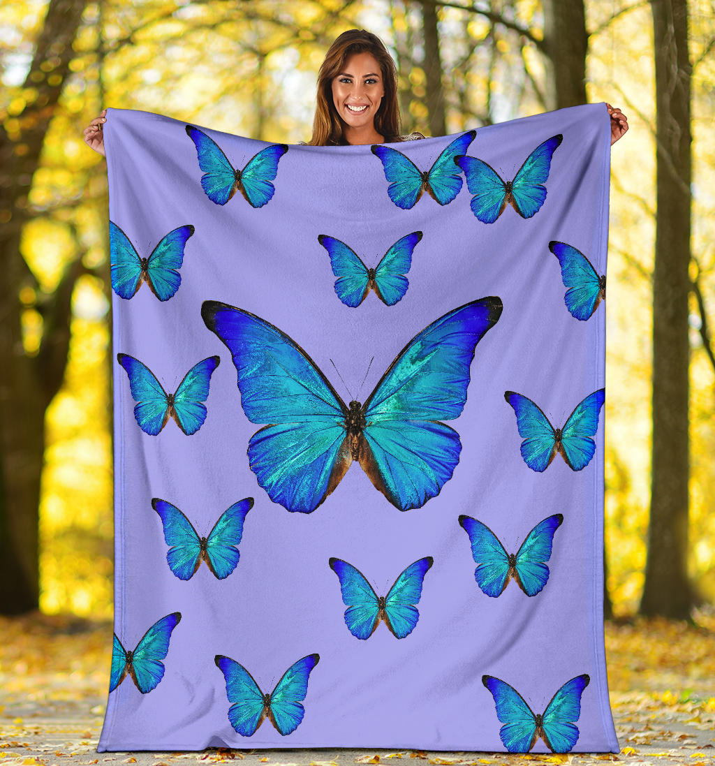 beautiful blue butterflies purple blanket - Top Content | POD Collection | Free Shipping