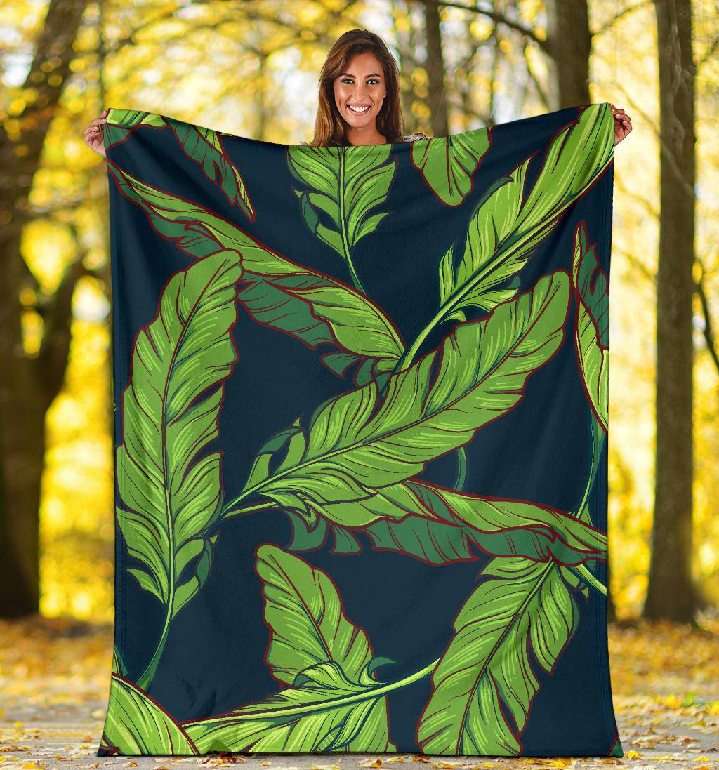 Green Banana Plant Leaves Premium Blanket - Top Content | POD Collection | Free Shipping