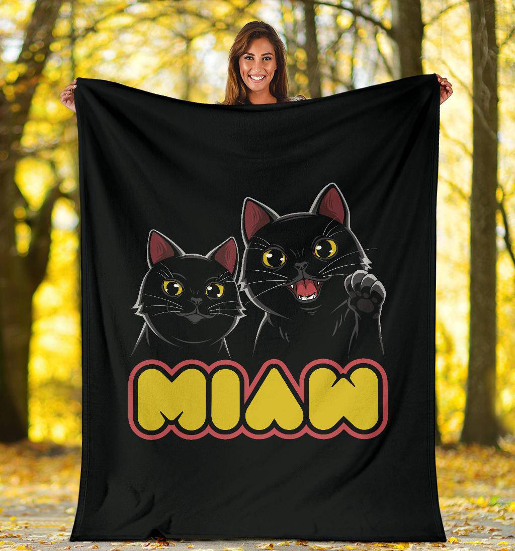 Miaw Cute Black Cats Premium Blanket - Top Content | POD Collection | Free Shipping