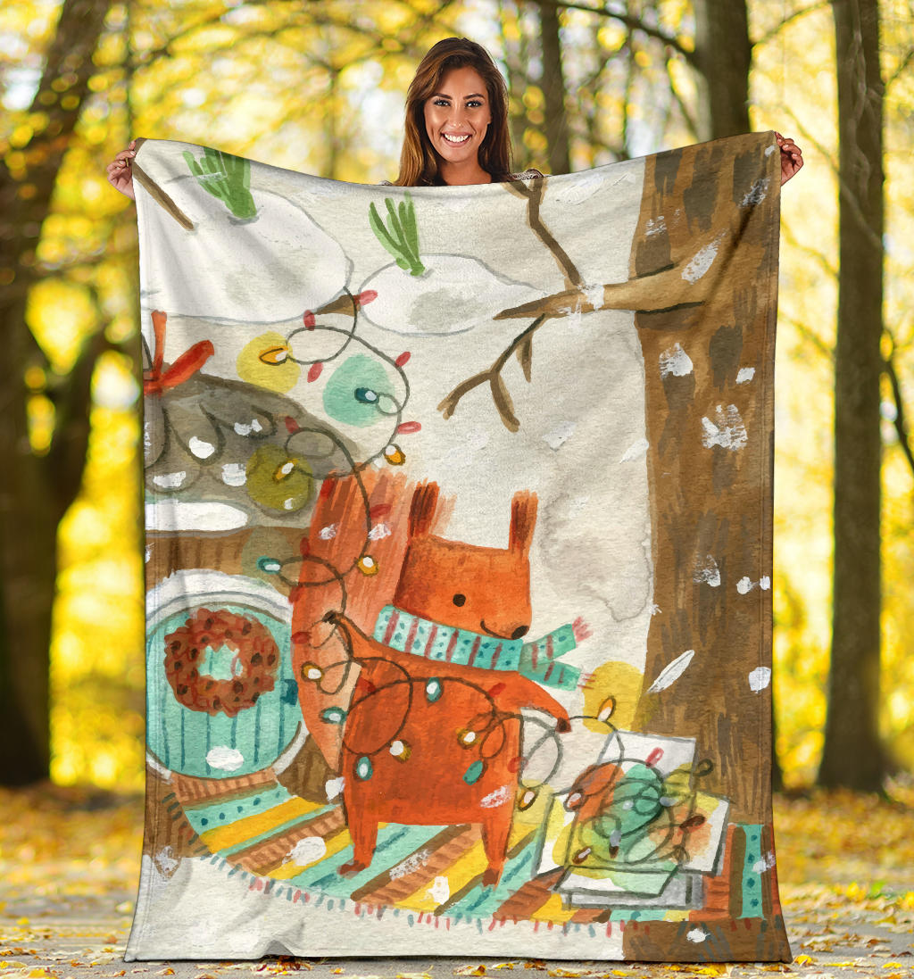 christmas sqourl ilustration blanket - Top Content | POD Collection | Free Shipping