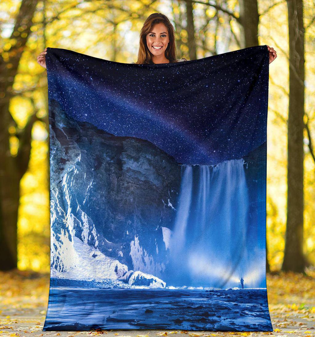 Nightsky Stars Blue Waterfall Premium Blanket - Top Content | POD Collection | Free Shipping