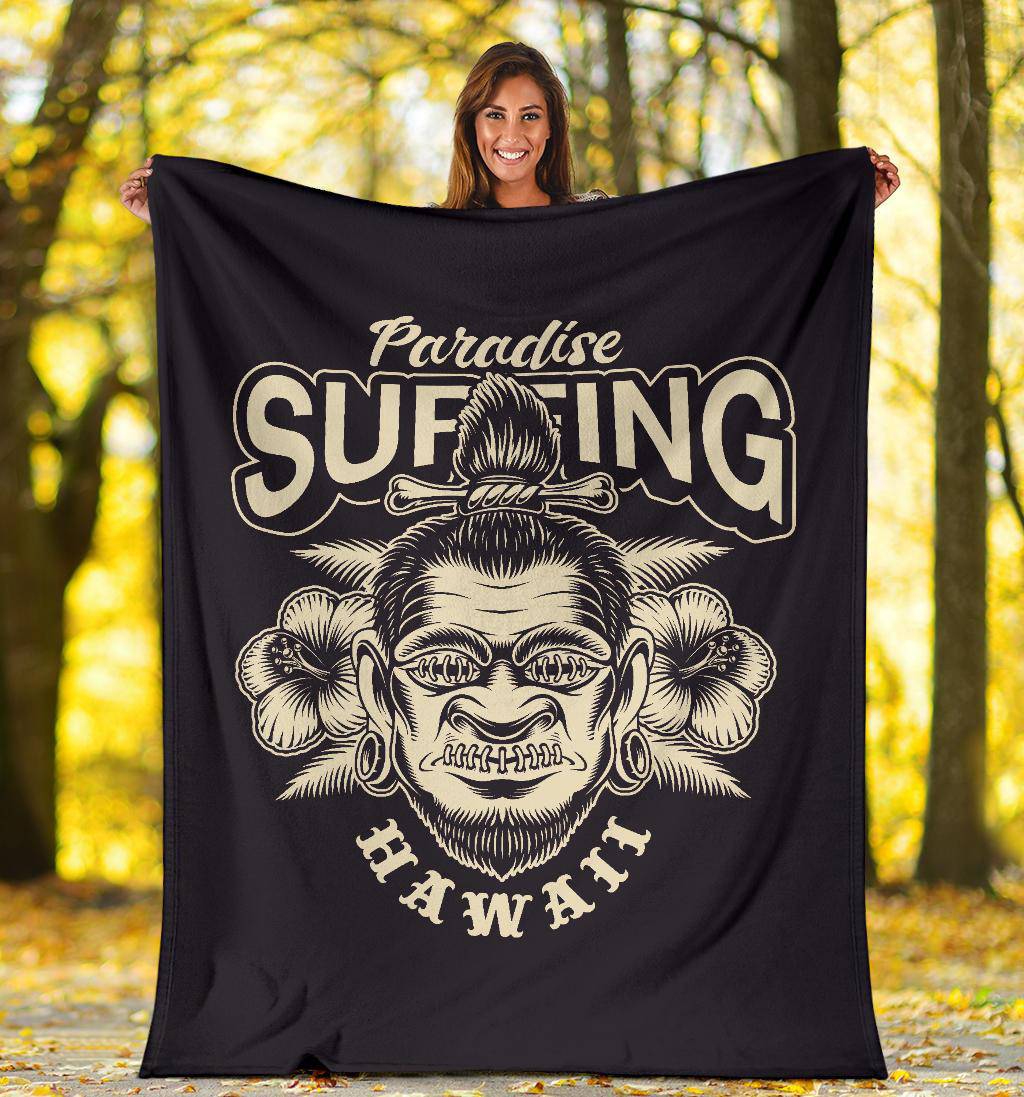 Surfing Paradise Hawaii Cartoon Style Premium Blanket - Top Content | POD Collection | Free Shipping