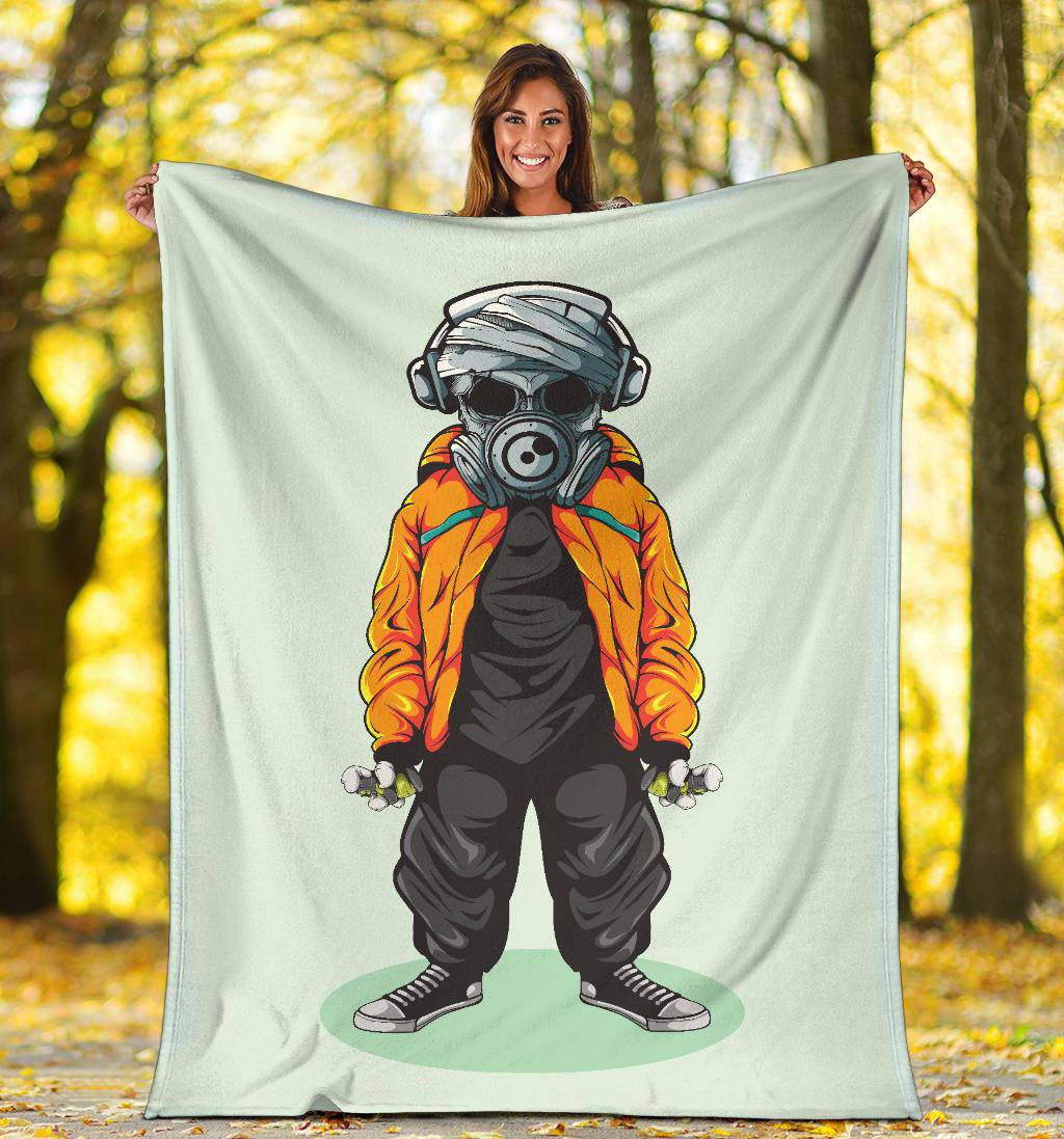 Skull Graffiti Artist with Mask Premium Blanket - Top Content | POD Collection | Free Shipping