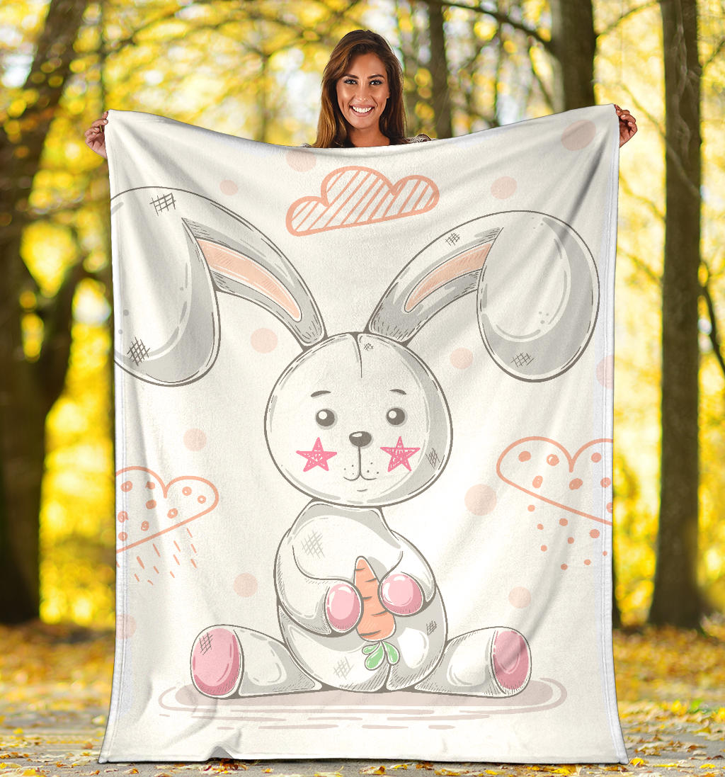 cute teddy rabbit cartoon illustration blanket - Top Content | POD Collection | Free Shipping