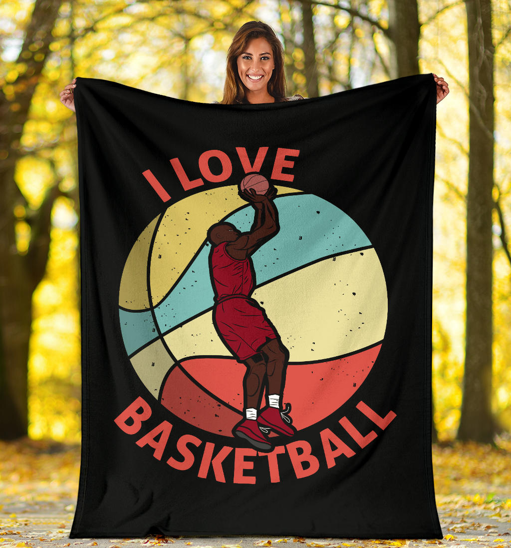 I love basketball mockup design retro style blanket - Top Content | POD Collection | Free Shipping