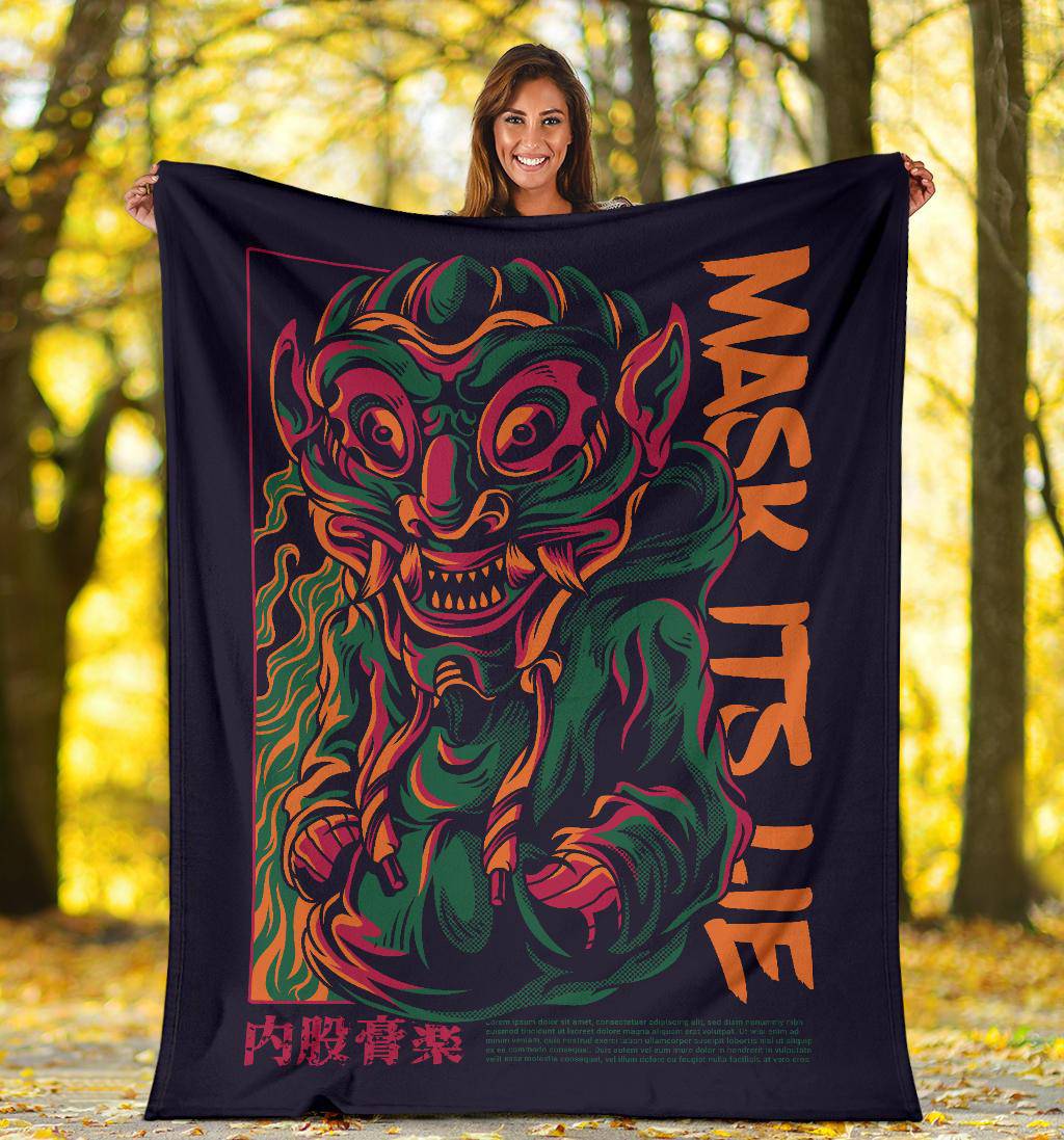 Mask Its A Lie Japanese Art Premium Blanket - Top Content | POD Collection | Free Shipping