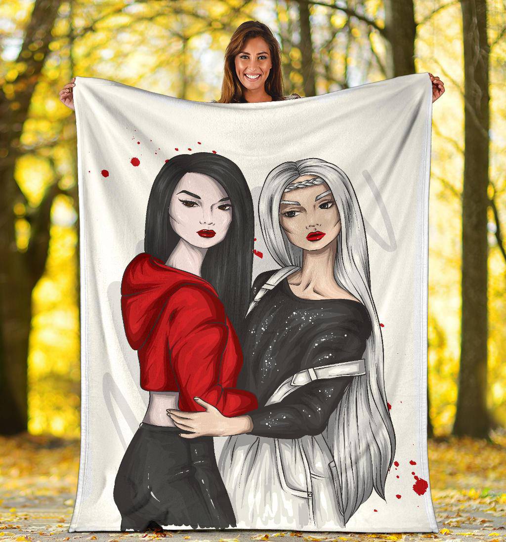 Premium Blanket Beautiful Girlfriends In Stylish Clothes Vector - Top Content | POD Collection | Free Shipping