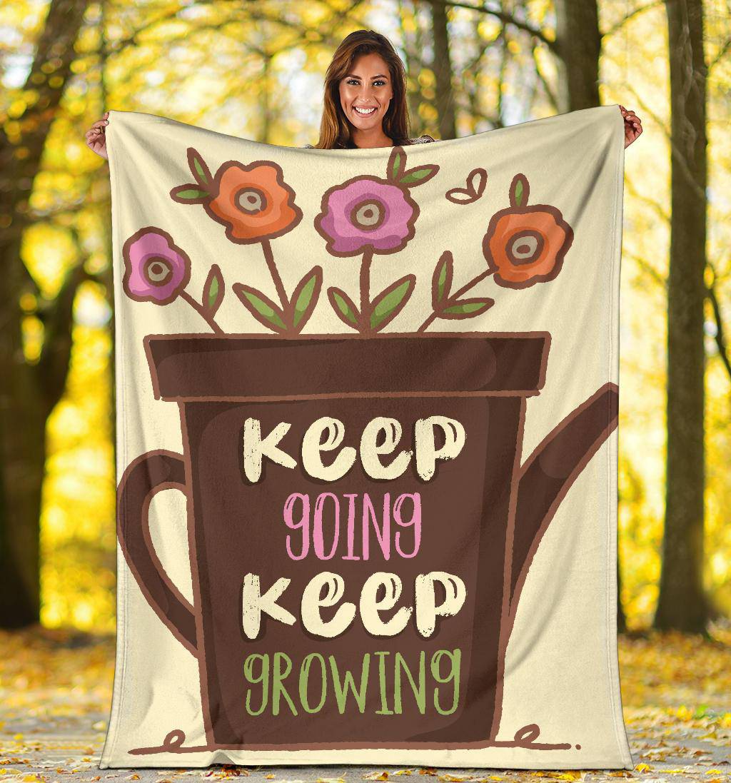 Keep Growing Love Plants Flowers Premium Blanket - Top Content | POD Collection | Free Shipping