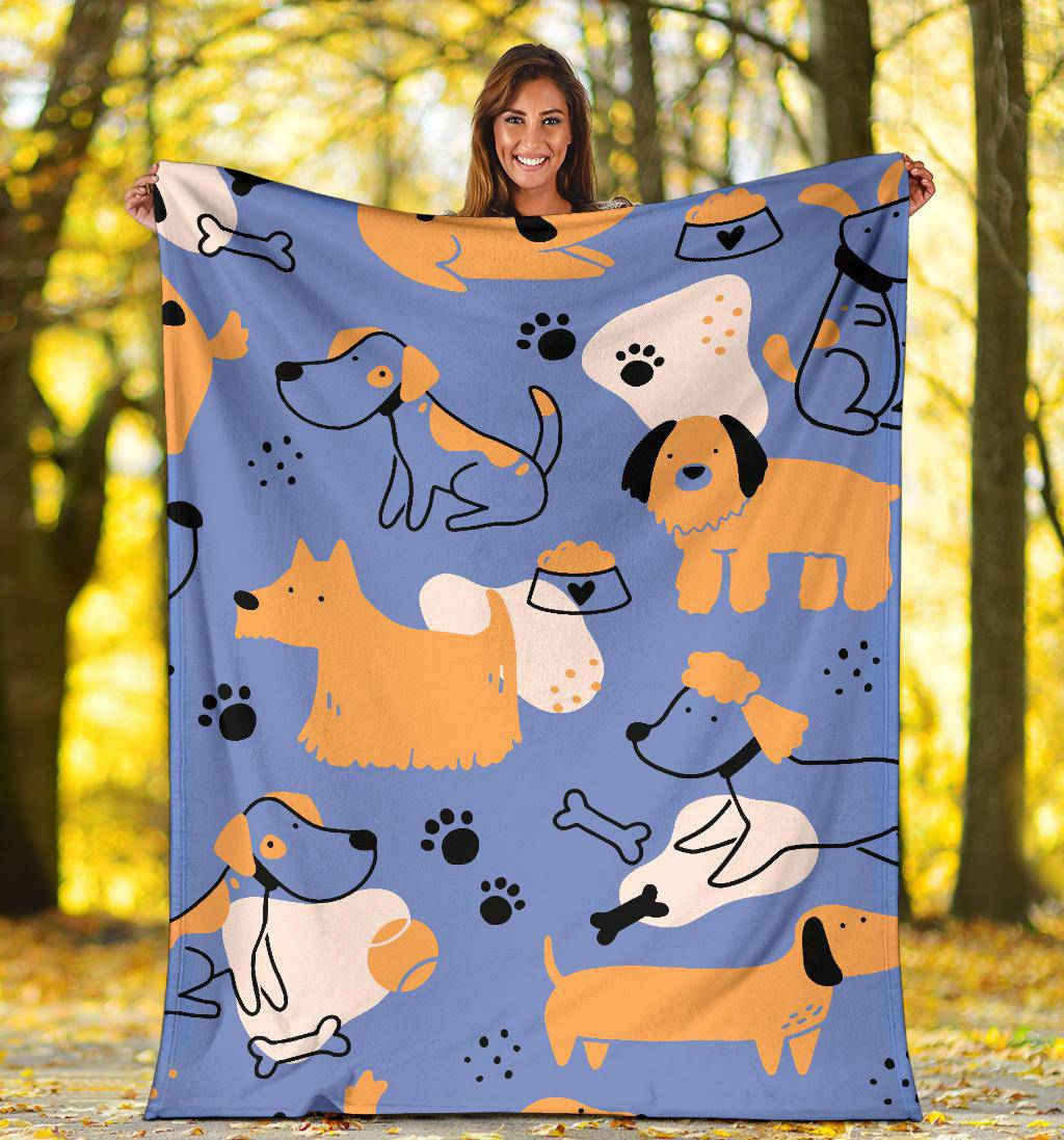 Premium Blanket Cute Dog Puppy Character Background Simple Style - Top Content | POD Collection | Free Shipping