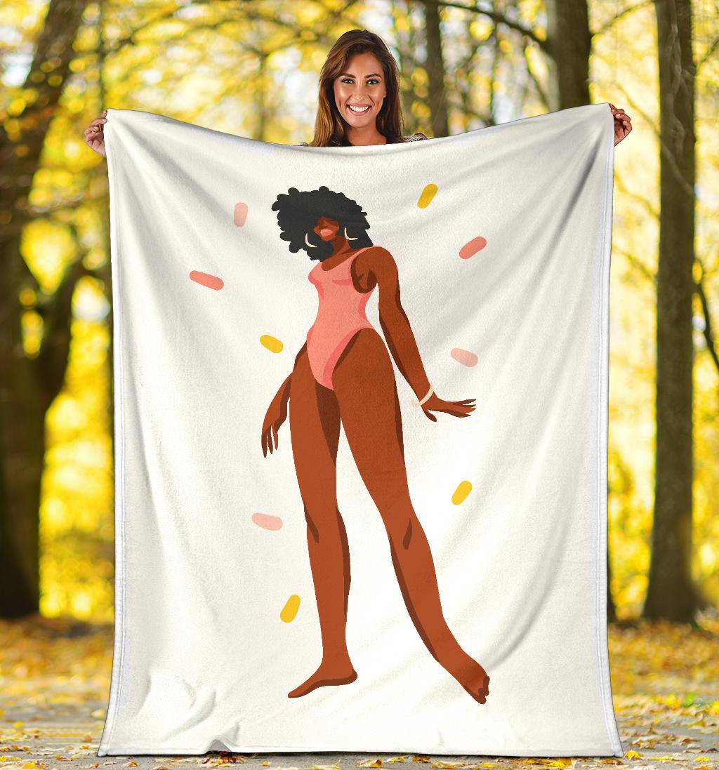 Hand Drawn Afro Woman Cartoon, Summer Premium Blanket - Top Content | POD Collection | Free Shipping