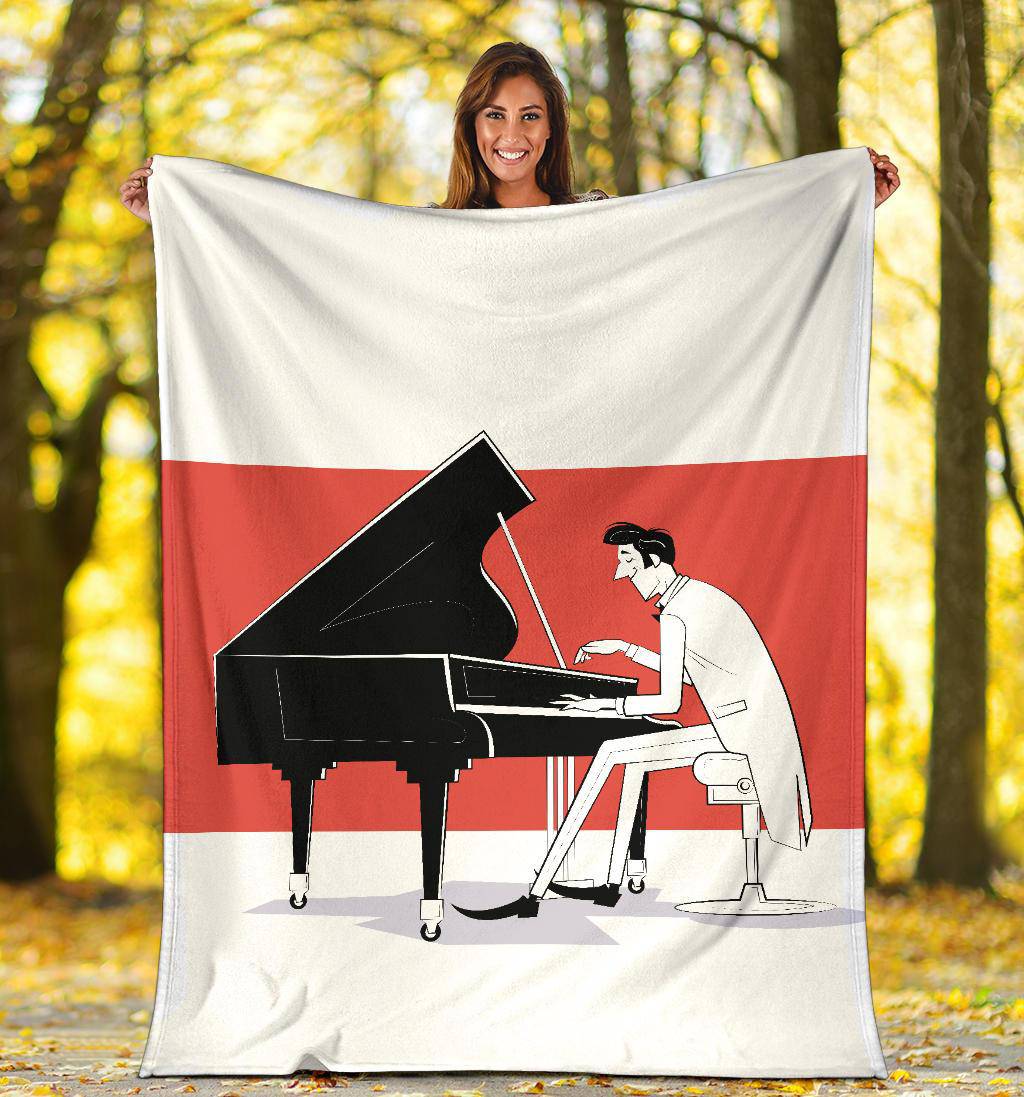 Pianist Cartoon Drawing, Musician Premium Blanket - Top Content | POD Collection | Free Shipping