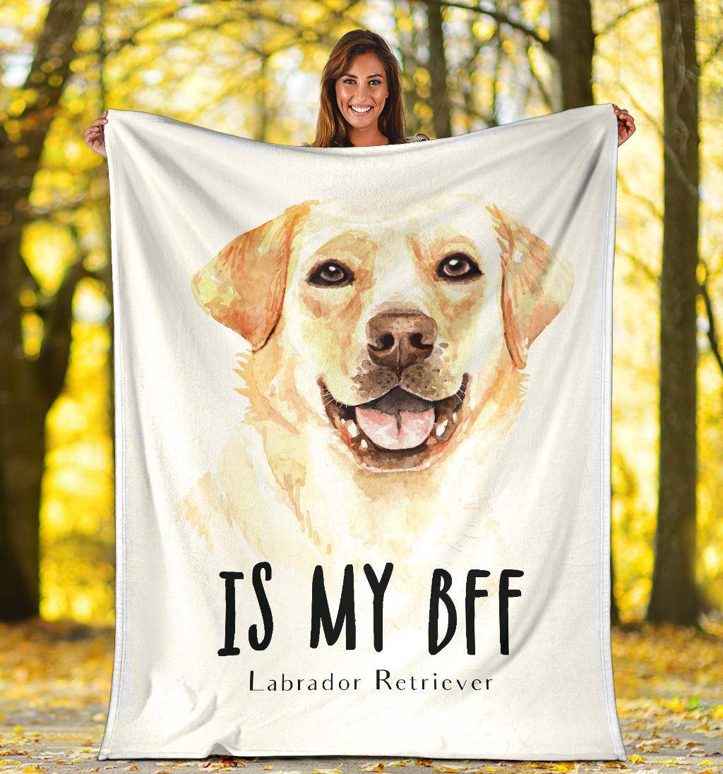 Labrador Retriever Portrait Premium Blanket, Cool Dog Is My BFF Cartoon - Top Content | POD Collection | Free Shipping