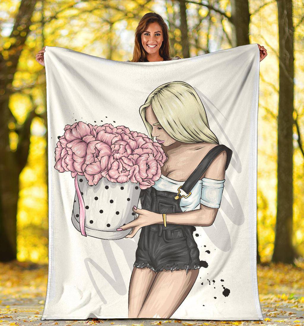 Beautiful Pink Flower Girl Premium Blanket - Top Content | POD Collection | Free Shipping