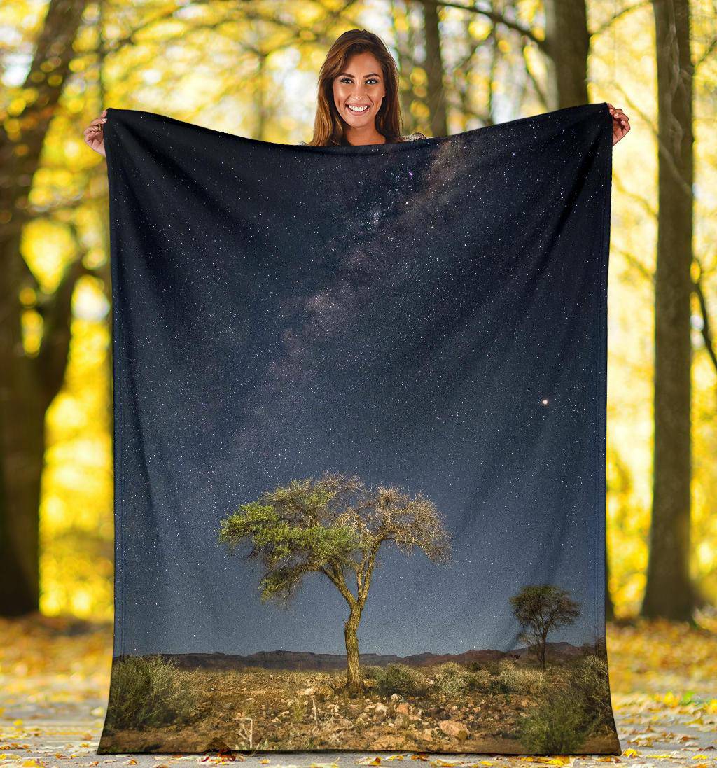 Tree Stars Night Sky Dark Premium Blanket - Top Content | POD Collection | Free Shipping