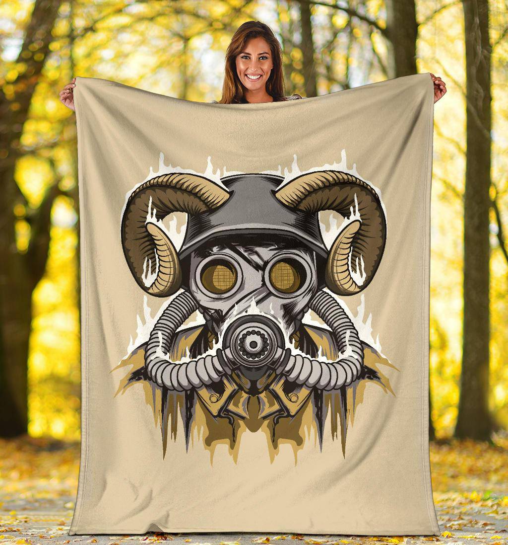 Cool Drawing Of A Masked With Horns Character Premium Blanket - Top Content | POD Collection | Free Shipping