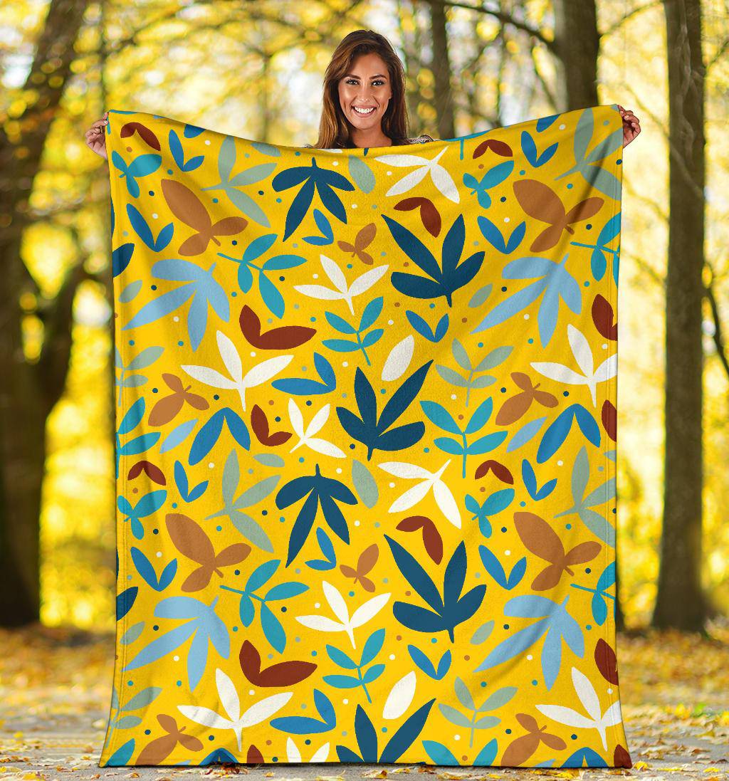 Colourful Autumn Leaves Yellow Premium Blanket - Top Content | POD Collection | Free Shipping