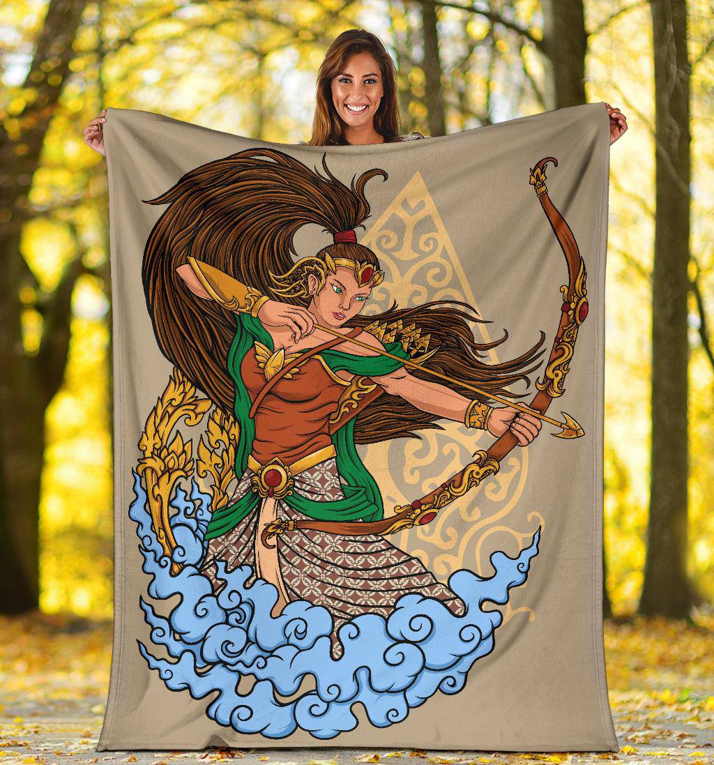 Female Goddess With Bow Beautiful Cartoon Style Premium Blanket - Top Content | POD Collection | Free Shipping