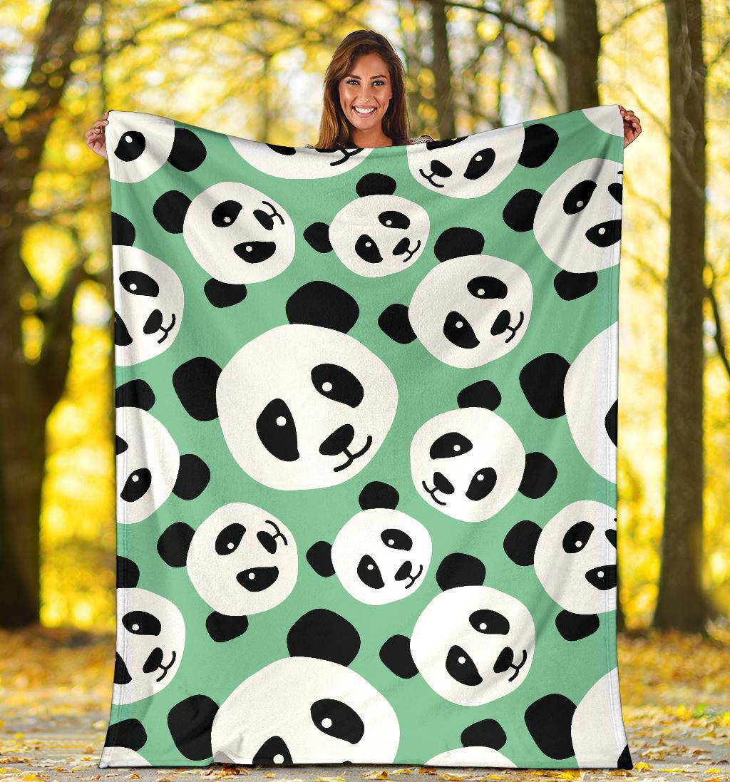 Cute Panda Head Green Premium Blanket - Top Content | POD Collection | Free Shipping