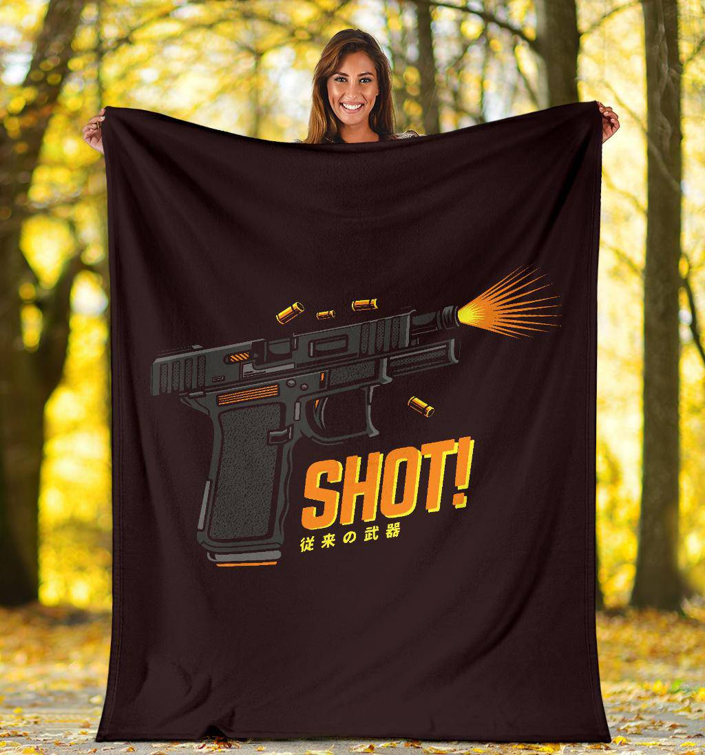 Premium Blanket Gun Pistol Cartoon Shots Fired Background - Top Content | POD Collection | Free Shipping