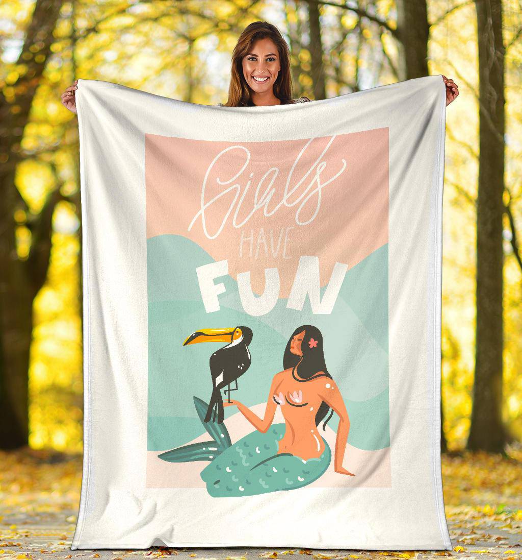 Hand Drawn Cartoon, Girls Have Fun Premium Blanket - Top Content | POD Collection | Free Shipping