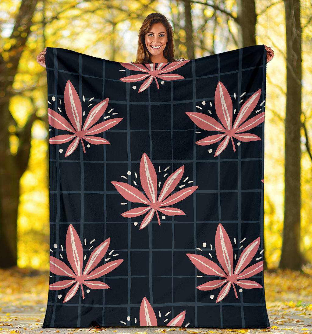 Pink Cannabis Weed Leaves Pattern Premium Blanket - Top Content | POD Collection | Free Shipping