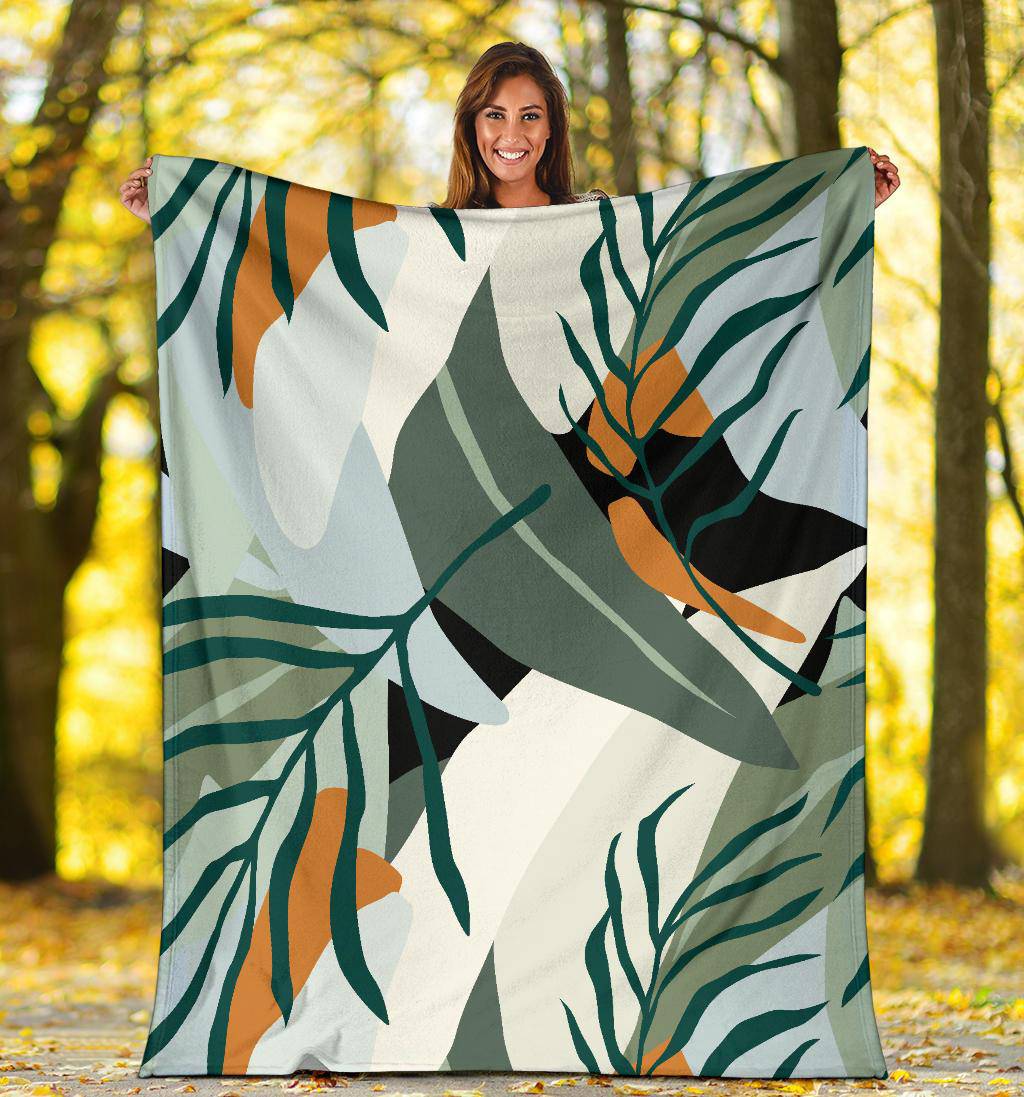 Jungle Leaves Nature Green Art Premium Blanket - Top Content | POD Collection | Free Shipping