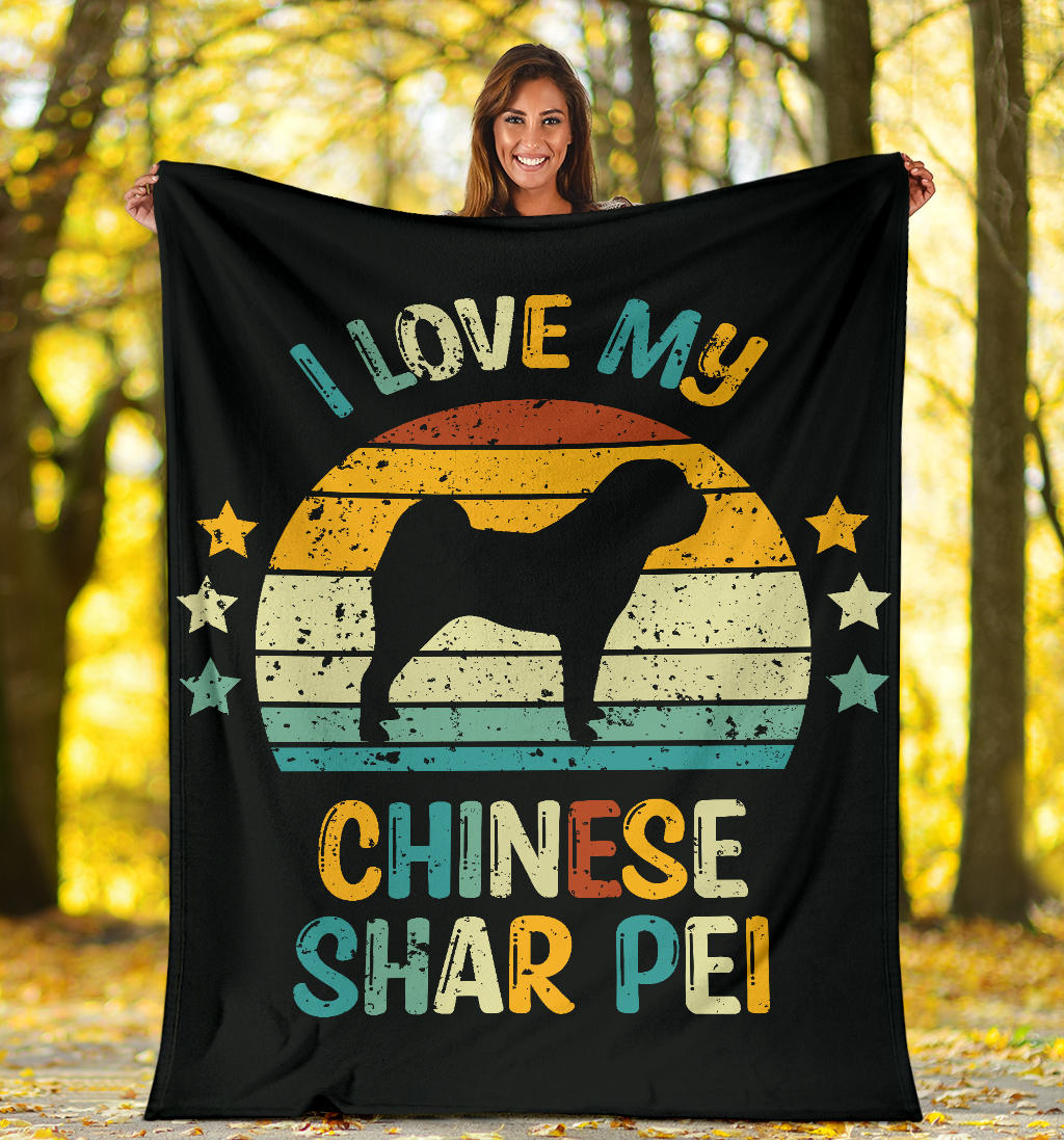 Chinese Shar Pei Blanket, Chinese Shar Pei Retro Blanket, Chinese Shar Pei Throw Blanket, Chinese Shar Pei Gifts