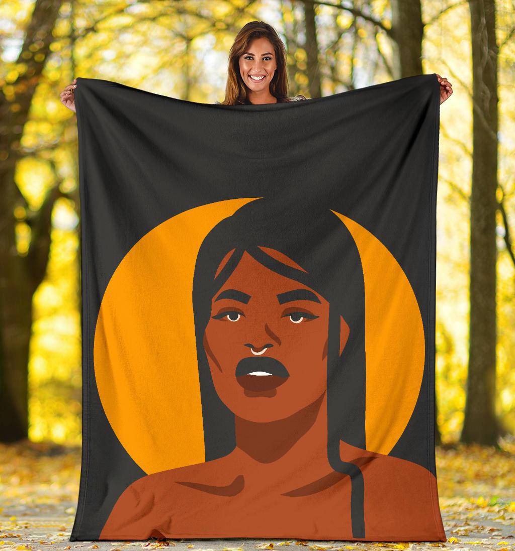 Hand Drawn Ethnic Tribal Woman Golden Moon Premium Blanket - Top Content | POD Collection | Free Shipping