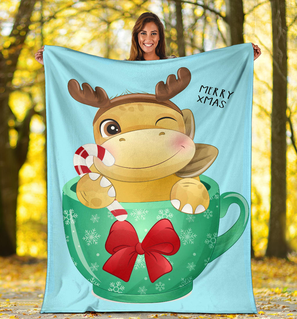 cute dinosaur merry xmas blue blanket - Top Content | POD Collection | Free Shipping