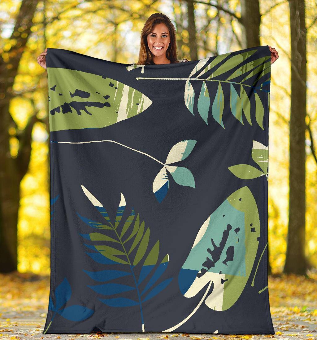 Leaves Nature Green Hand Drawn Premium Blanket - Top Content | POD Collection | Free Shipping