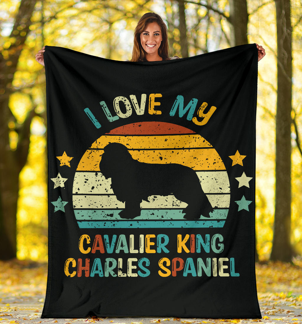 Cavalier King Charles Spaniel Blanket, Cavalier King Charles Spaniel Retro Blanket, Cavalier King Charles Spaniel Throw Blanket, Cavalier King Charles Spaniel Gifts