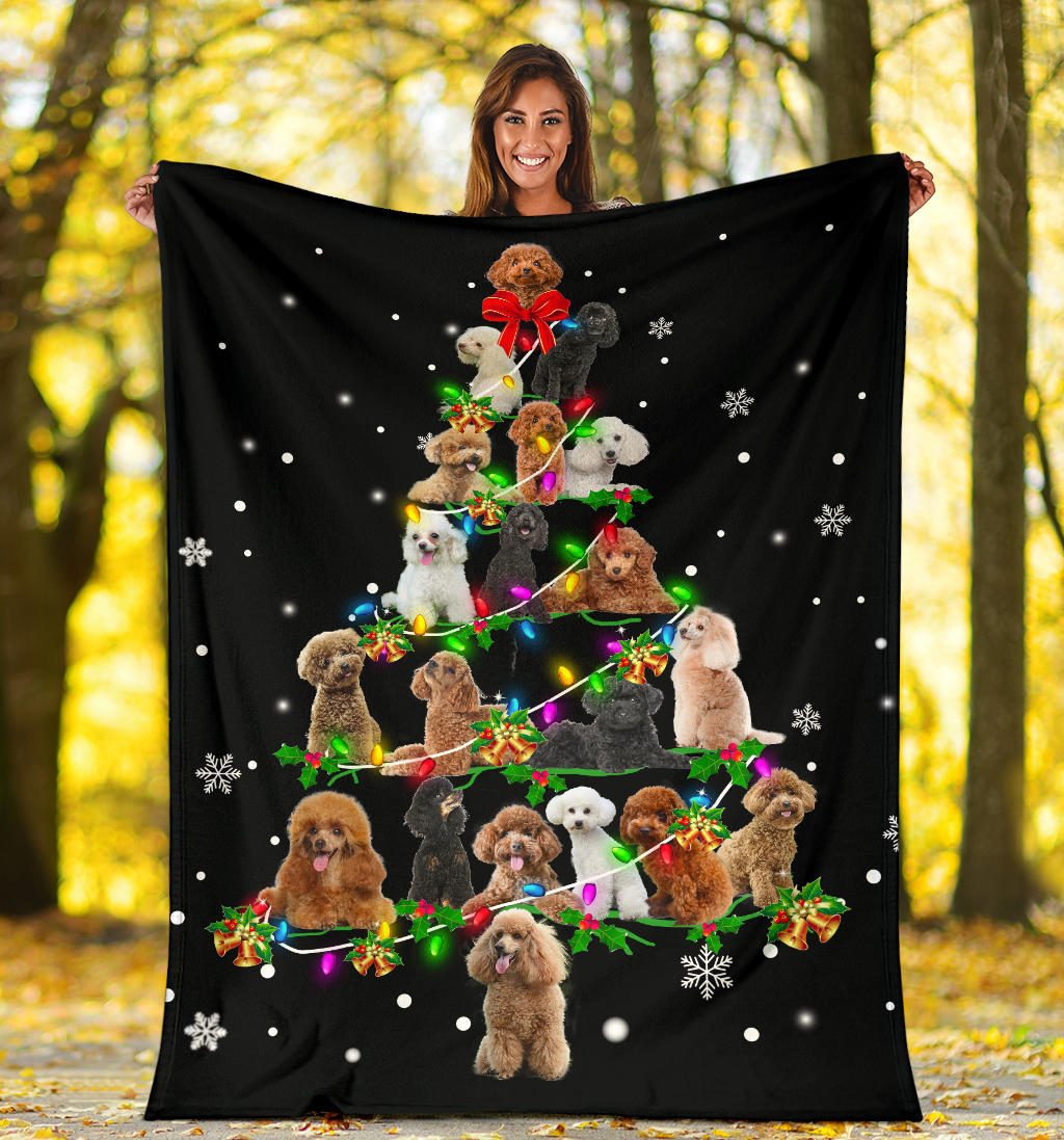 Poodle Christmas Tree Blanket