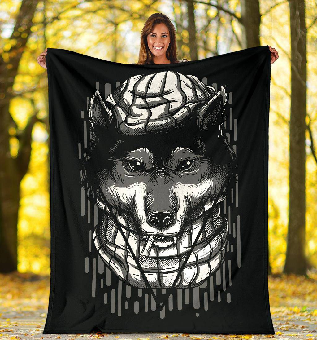 Handsome Wolf Cartoon Premium Blanket - Top Content | POD Collection | Free Shipping