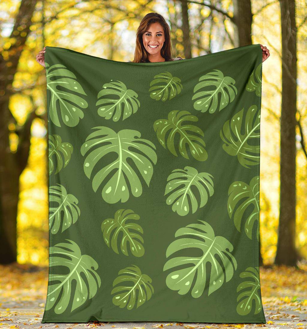 Minimal Ficus Tropical Leaves Art Premium Blanket - Top Content | POD Collection | Free Shipping