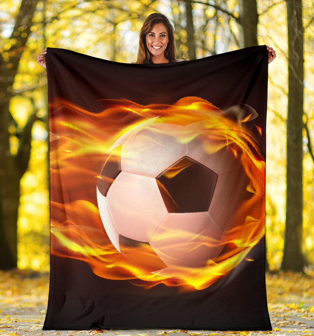 football ball flying flames realistic blanket - Top Content | POD Collection | Free Shipping