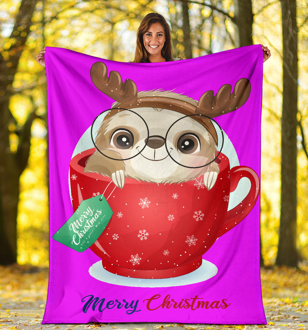 cute doodle sloth christmas day with watercolor pink blanket - Top Content | POD Collection | Free Shipping