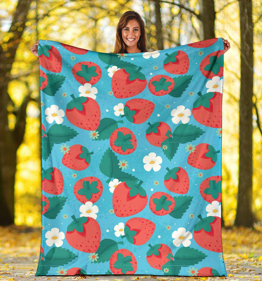 Colorful Cute Strawberry Fruit Pattern Premium Blanket - Top Content | POD Collection | Free Shipping