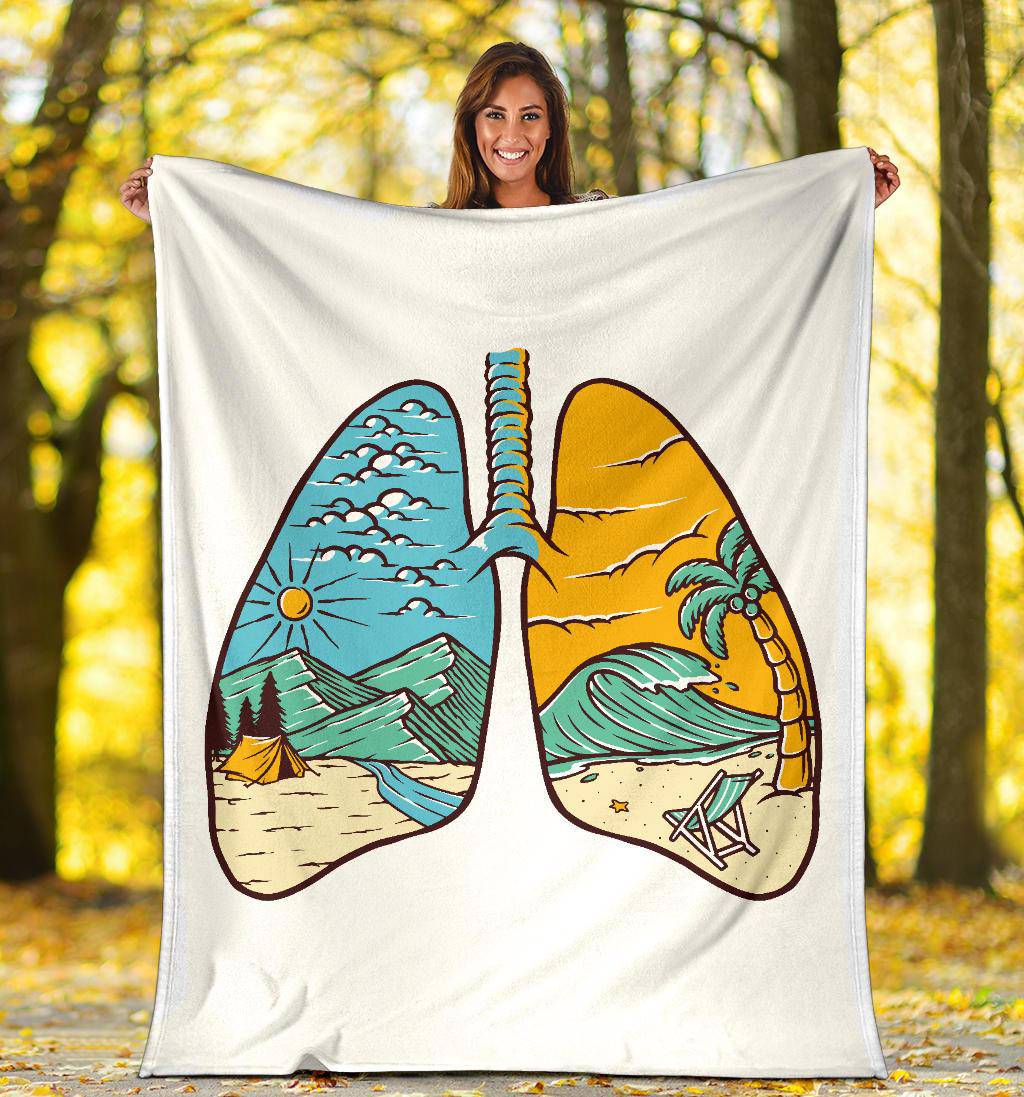 Natural Beach Camping Inside Lung Illustration Premium Blanket - Top Content | POD Collection | Free Shipping