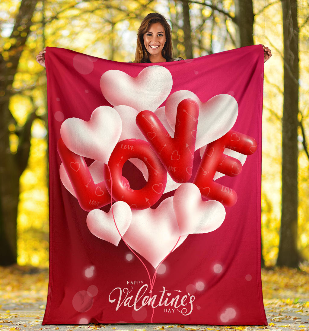 Valentines Day Love Balloons Blanket