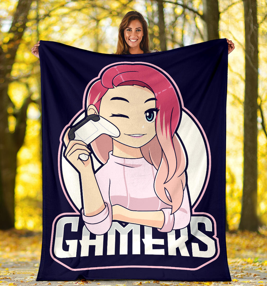 Pink Hair Girl Gamer Blanket