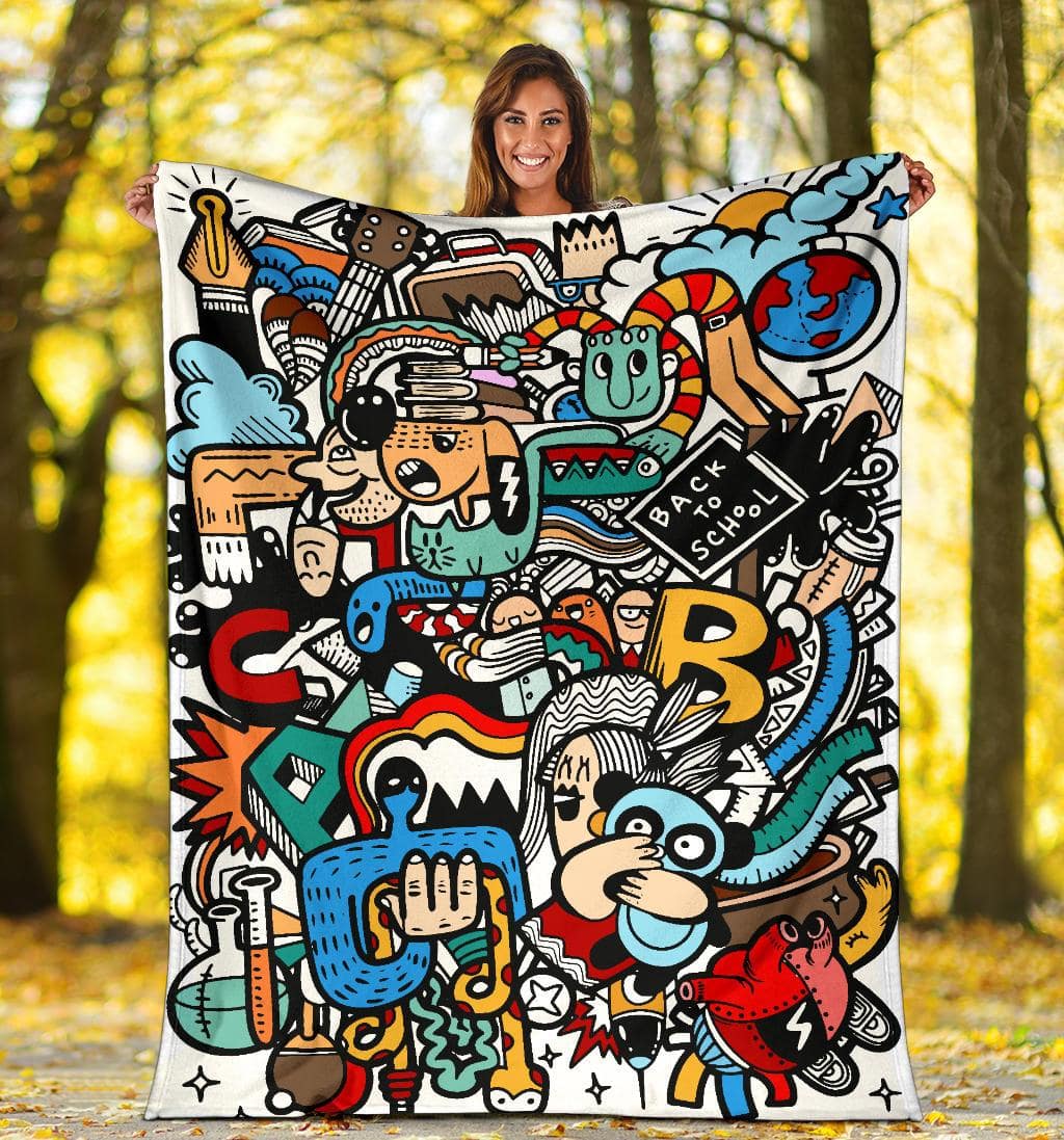 Funny School Kids Cartoon Art Premium Blanket - Top Content | POD Collection | Free Shipping