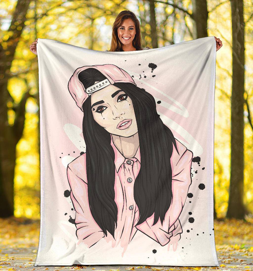 Beautiful Pink Snapback Girl Premium Blanket - Top Content | POD Collection | Free Shipping