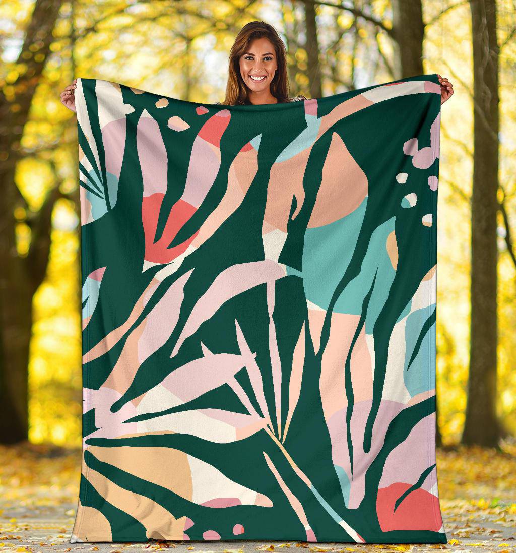 Hand Drawn Colorful Leaves Plant Love Premium Blanket - Top Content | POD Collection | Free Shipping