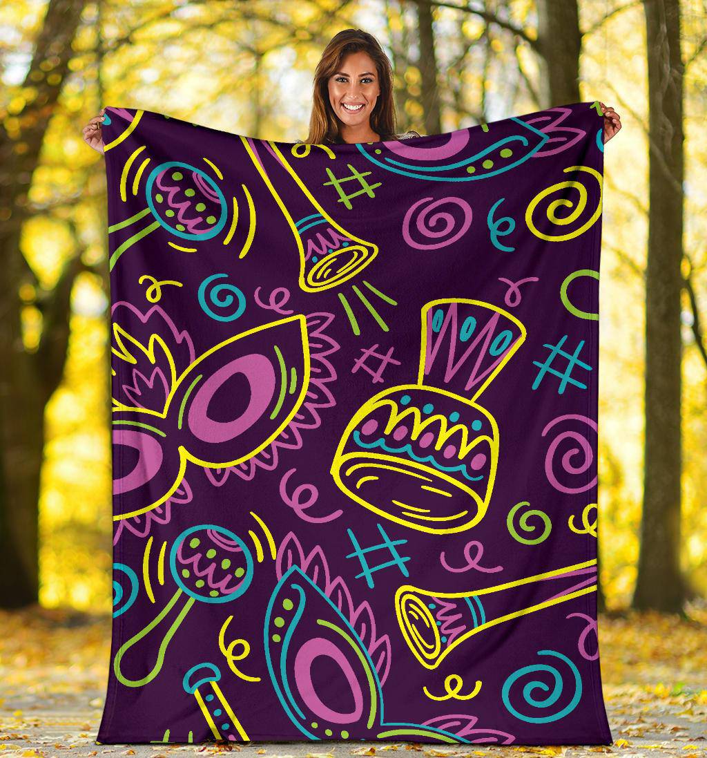 Hand Drawn Brazilian Carnival Pattern Premium Blanket - Top Content | POD Collection | Free Shipping