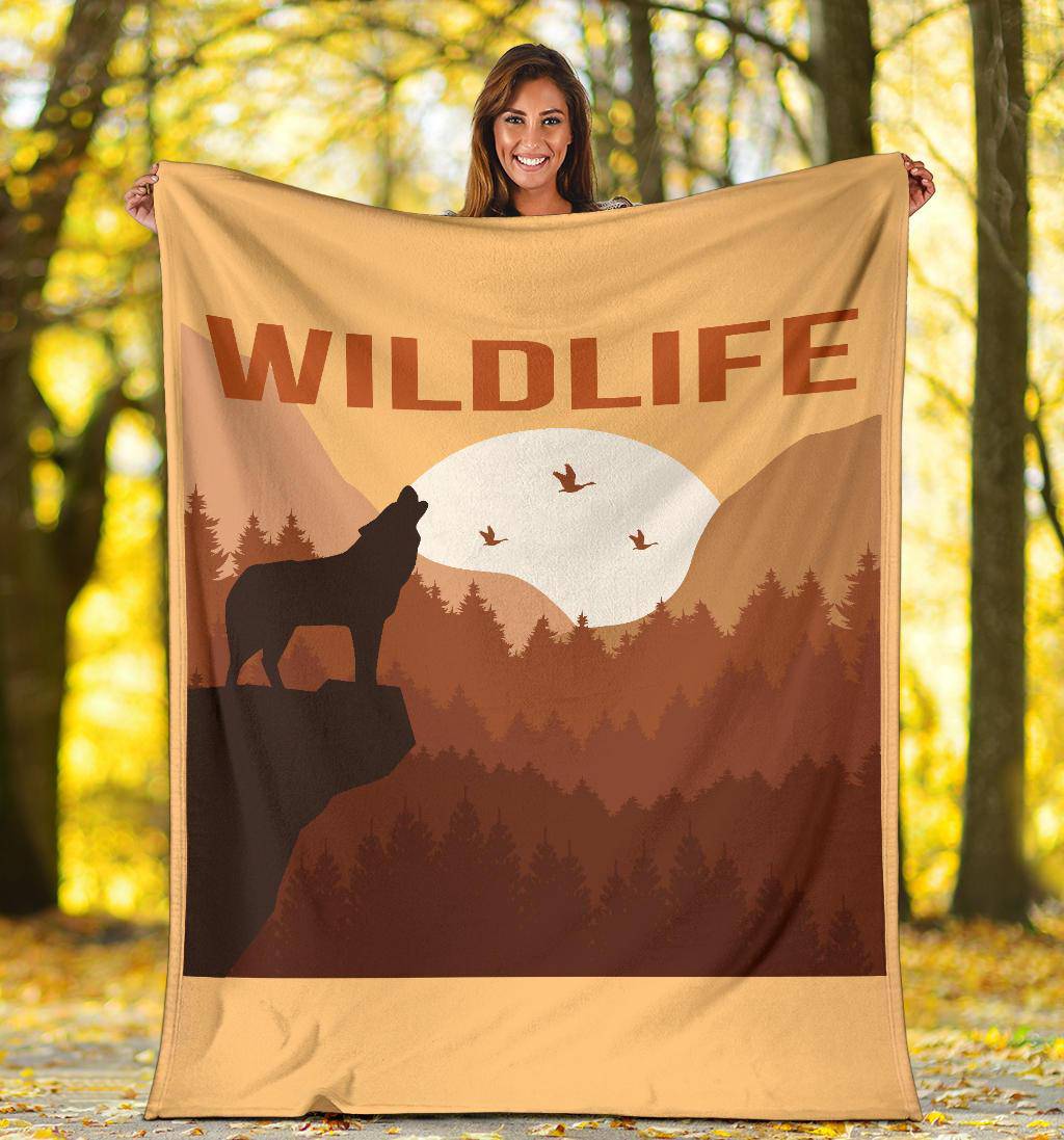 Wild Life Wolf Howling Premium Blanket - Top Content | POD Collection | Free Shipping