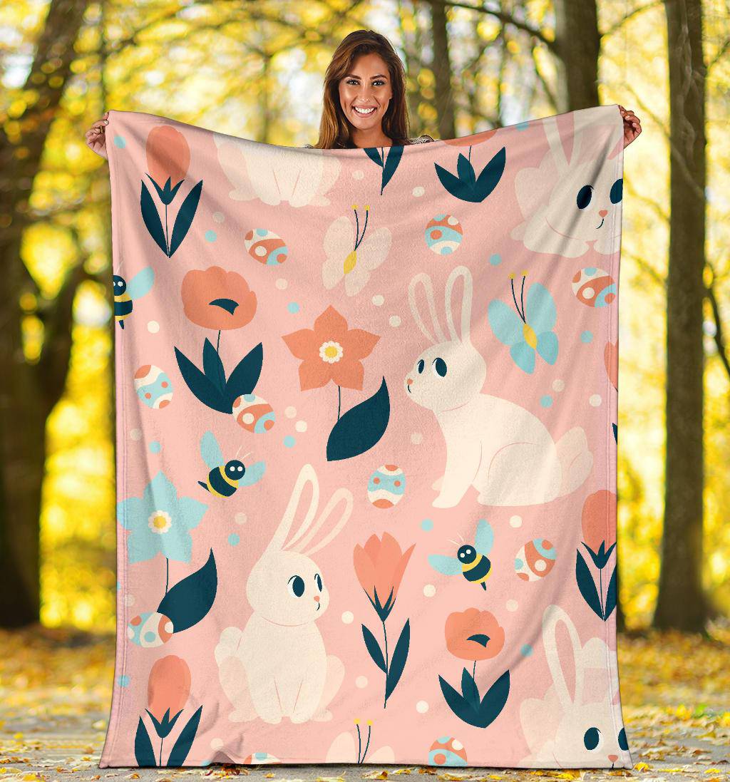 Cute Easter Bunny Spring Colours Cartoon Premium Blanket - Top Content | POD Collection | Free Shipping