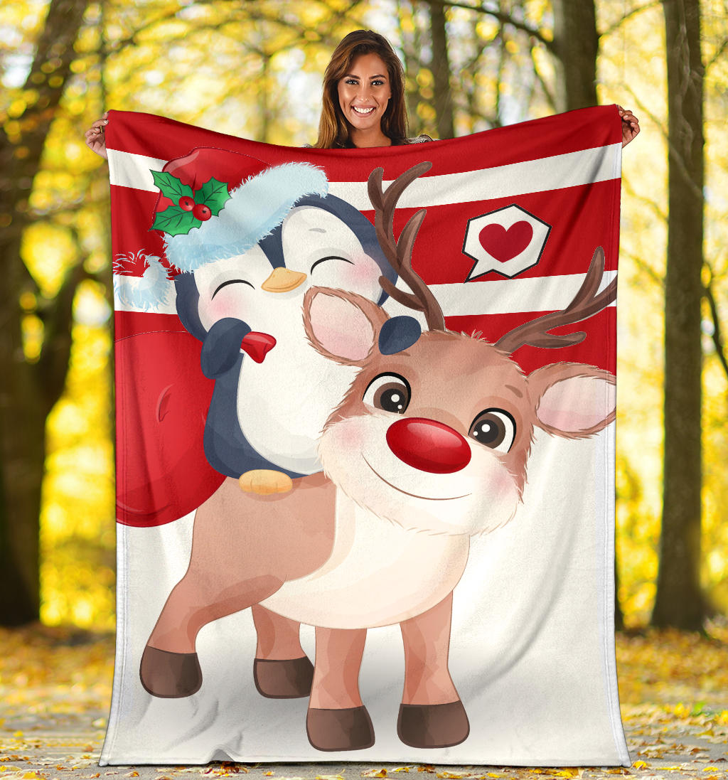 cute christmas doodle penguin with deer blanket - Top Content | POD Collection | Free Shipping