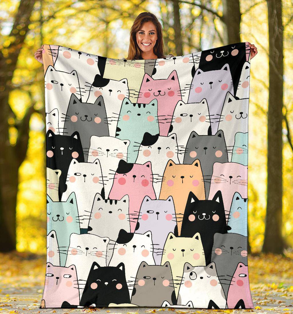 Colourful Cat Pattern Premium Blanket - Top Content | POD Collection | Free Shipping