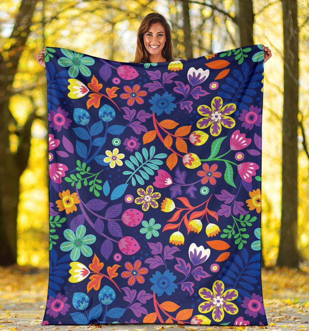 Hand Drawn Exotic Floral Pattern Premium Blanket - Top Content | POD Collection | Free Shipping